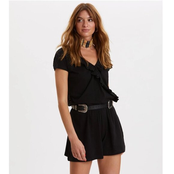 Odd Molly Anthropologie I Rock Playsuit Romper Dress One-Piece Black M-2 268317 - Picture 1 of 7